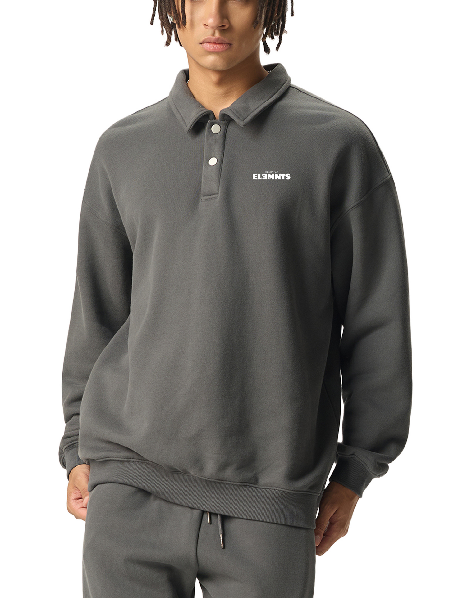 ESSNTIAL ELEMNTS Unisex 380G HW Polo-Collar Sweatshirt