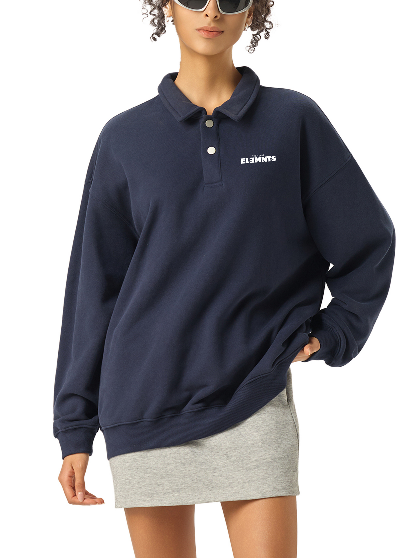 ESSNTIAL ELEMNTS Unisex 380G HW Polo-Collar Sweatshirt