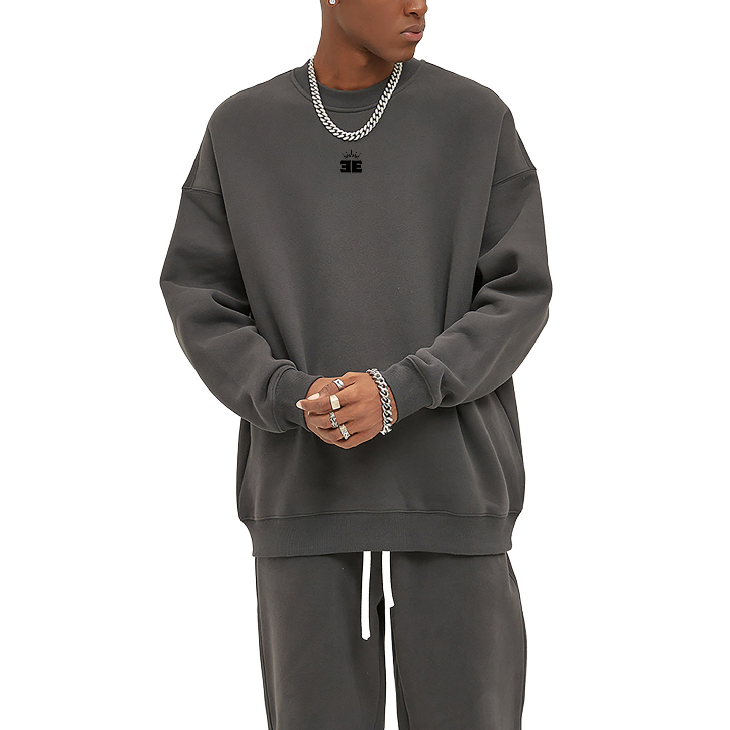 ESSNTIAL ELEMNTS Unisex 350G Solid Color Fleeced Sweatshirt - Essntial Elemnts