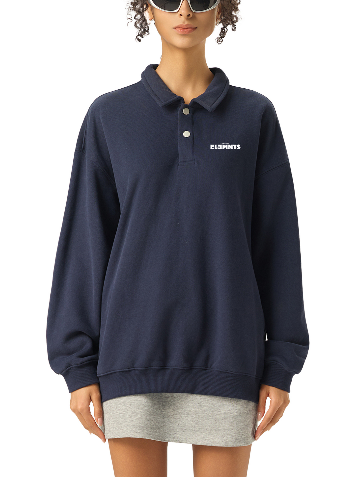 ESSNTIAL ELEMNTS Unisex 380G HW Polo-Collar Sweatshirt