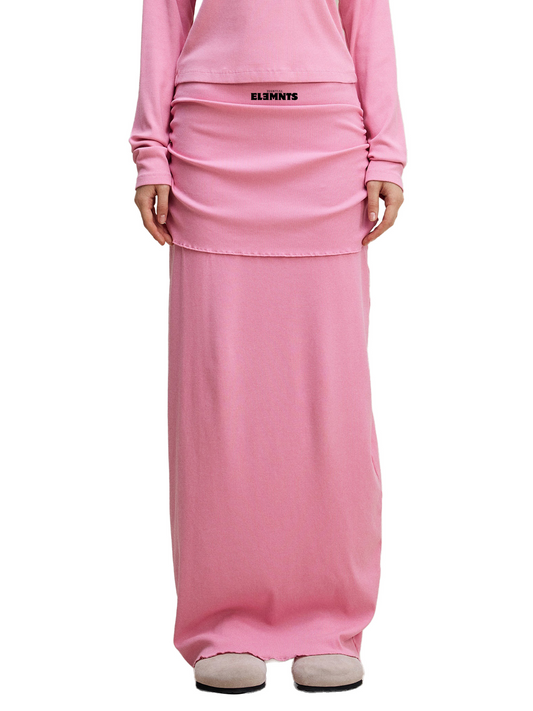 ESSNTIAL ELEMNTS Women's 275G Dyed Washed Straight Hip-Hugging Slim Maxi Skirt