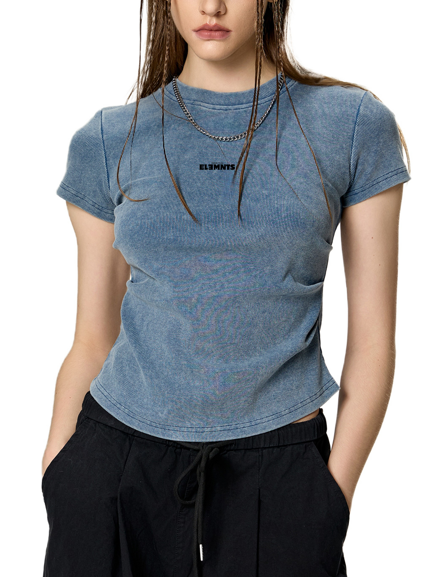 ESSNTIAL ELEMNTS Women's 280G Vintage-Wash Bodycon Tee