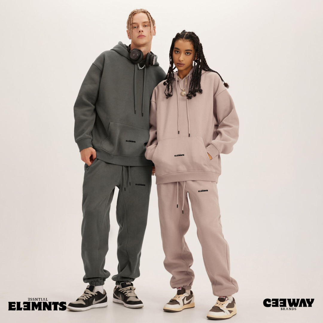 ESSNTIAL ELEMNTS Unisex 345G Fleece Loose Joggers - Essntial Elemnts