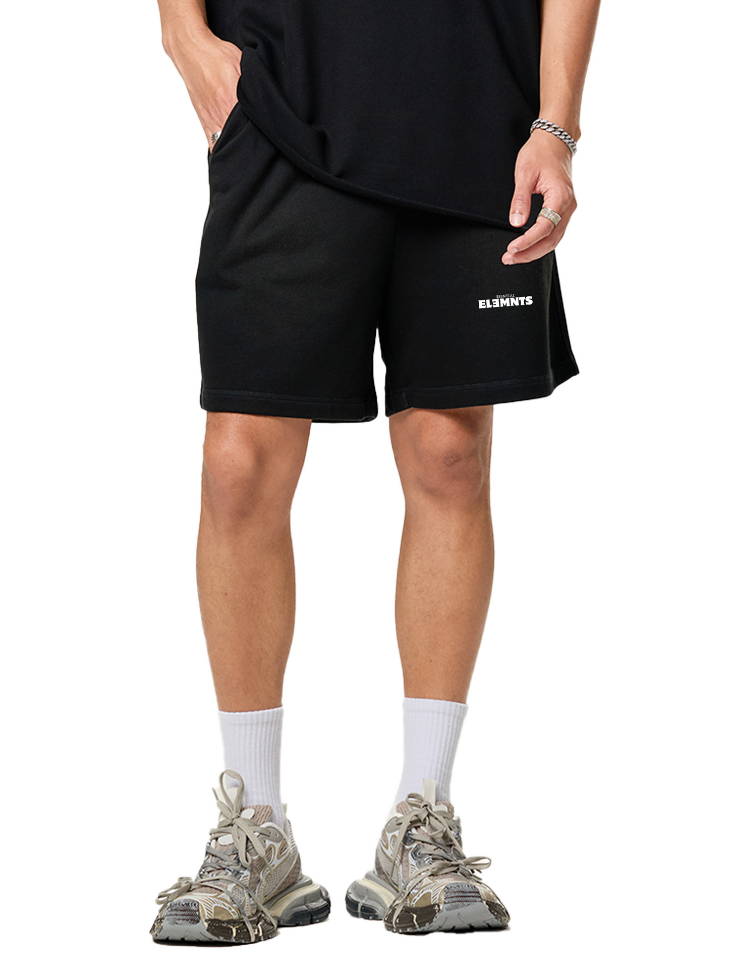 ESSNTIAL ELEMNTS Unisex 350G Sun Fade Raw Edge Shorts