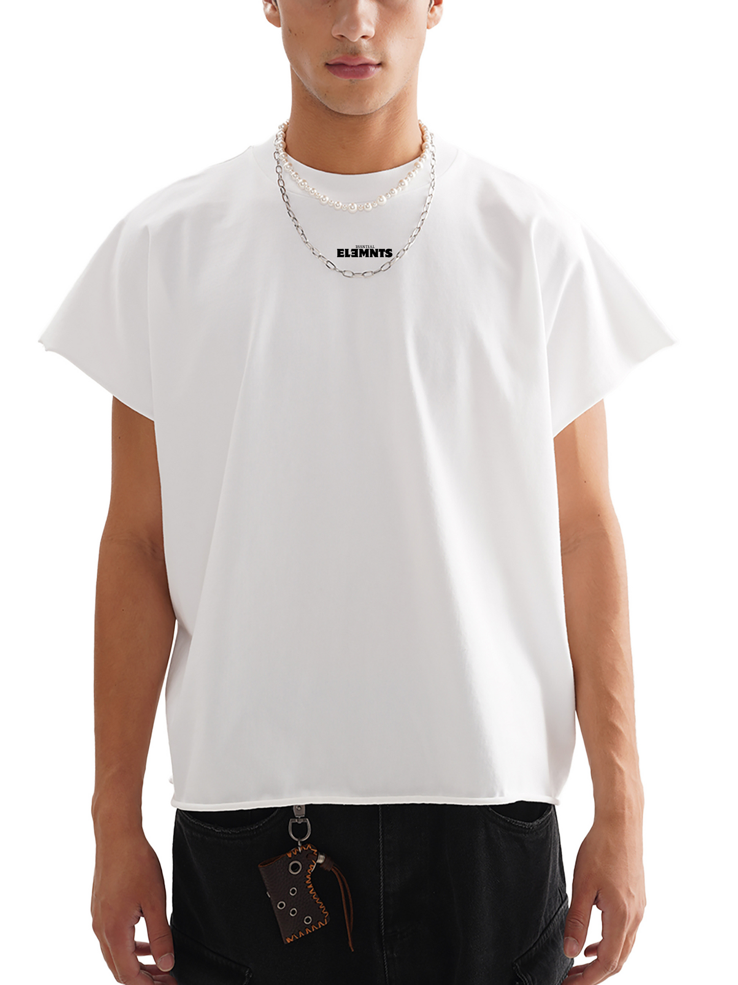 ESSNTIAL ELEMNTS Unisex Raw Edge Boxy Non-Shrink Tee