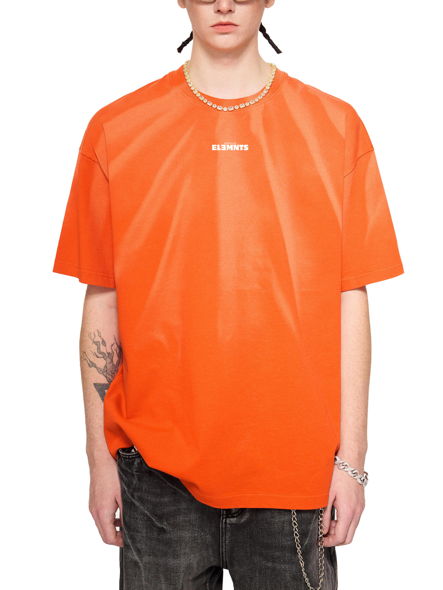 ESSNTIAL ELEMNTS Unisex 250G Hand-Scrunched Faded Tee