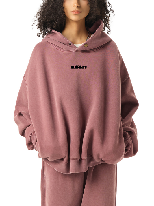 ESSNTIAL ELEMNTS Unisex 350G Frayed Enzyme Washed Fleece Hoodie