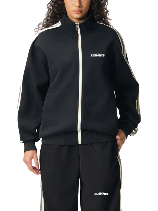 ESSNTIAL ELEMNTS Unisex 340G Contrast Side-Stripe Stand Collar Jacket