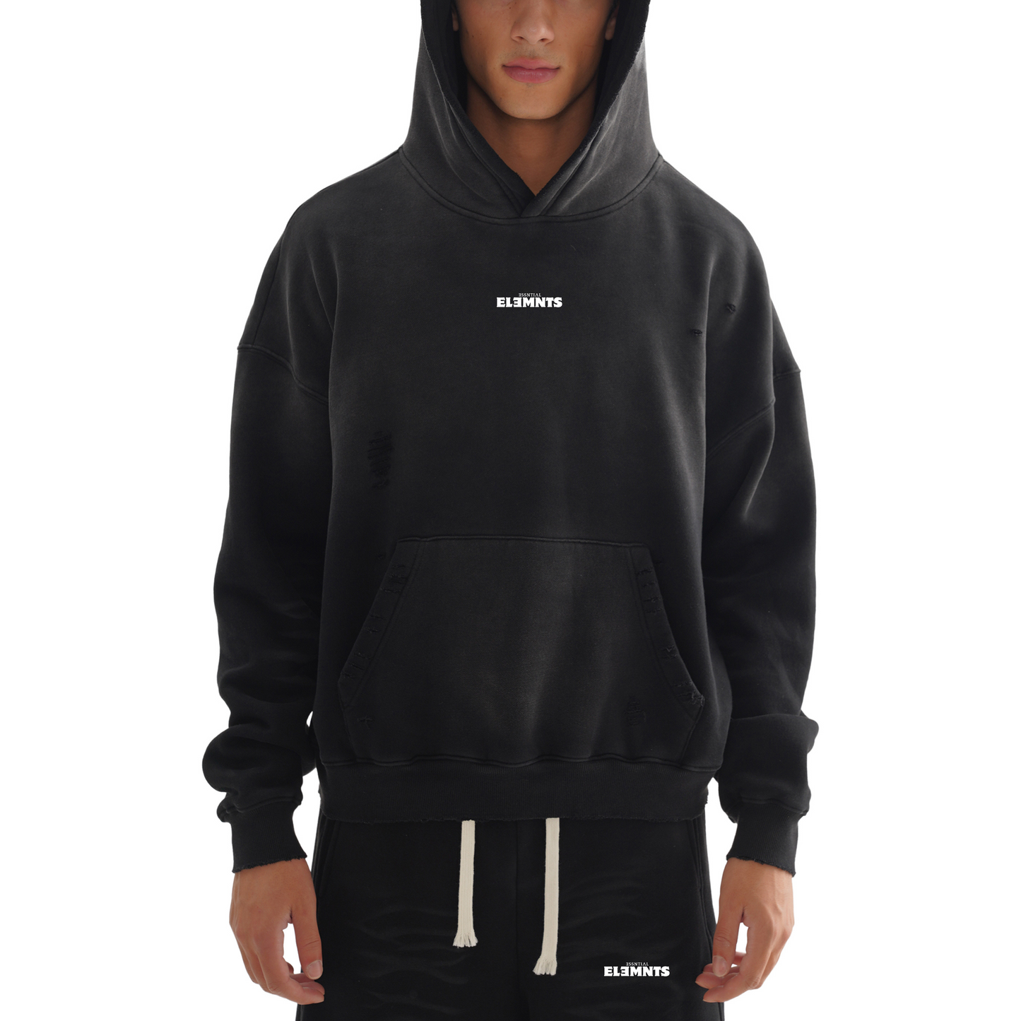 ESSNTIAL ELEMNTS Unisex 630G Frayed Boxy Hoodie - Essntial Elemnts