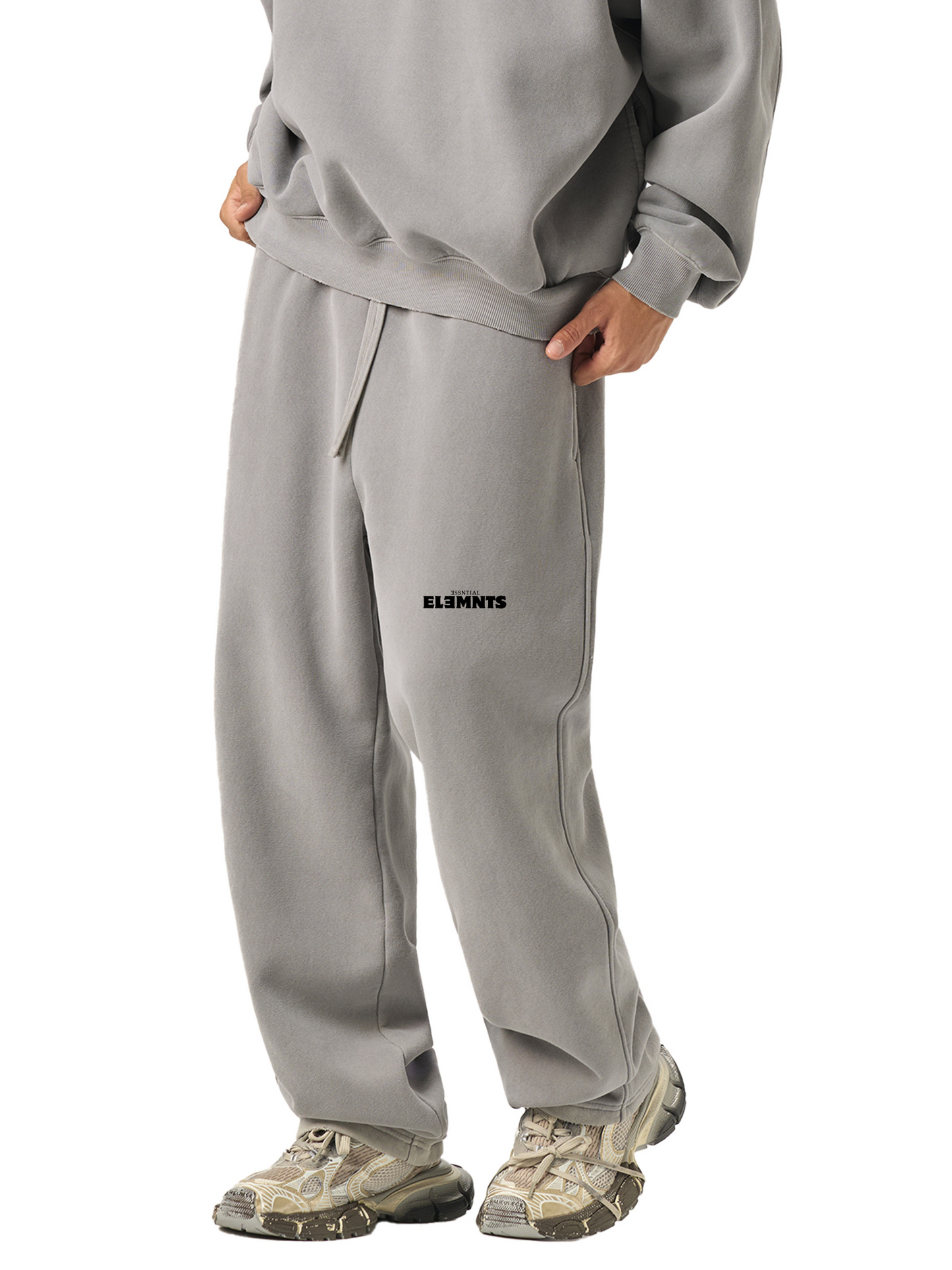 ESSNTIAL ELEMNTS Unisex 350G Frayed Enzyme Washed Fleece Sweatpants
