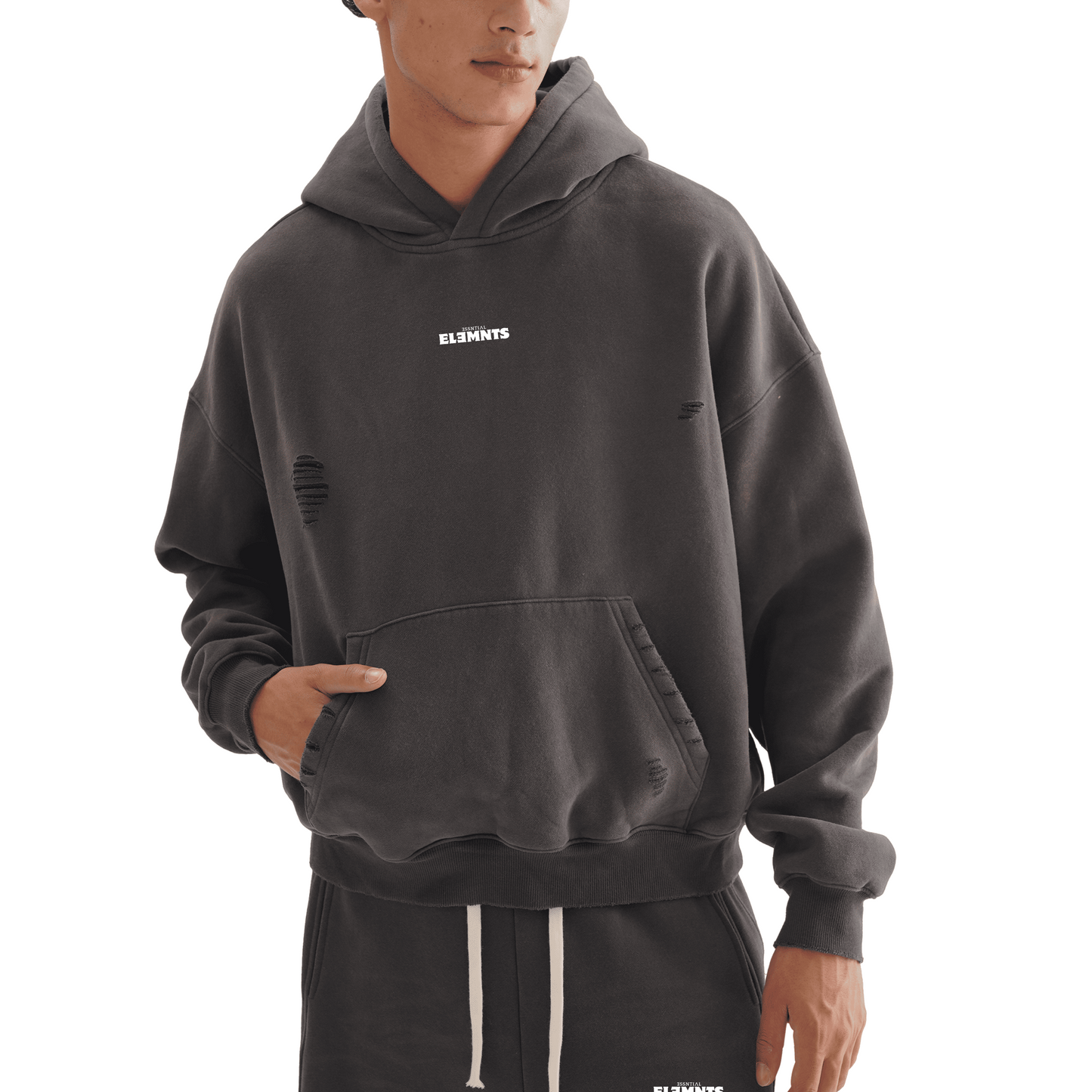 ESSNTIAL ELEMNTS Unisex 630G Frayed Boxy Hoodie - Essntial Elemnts