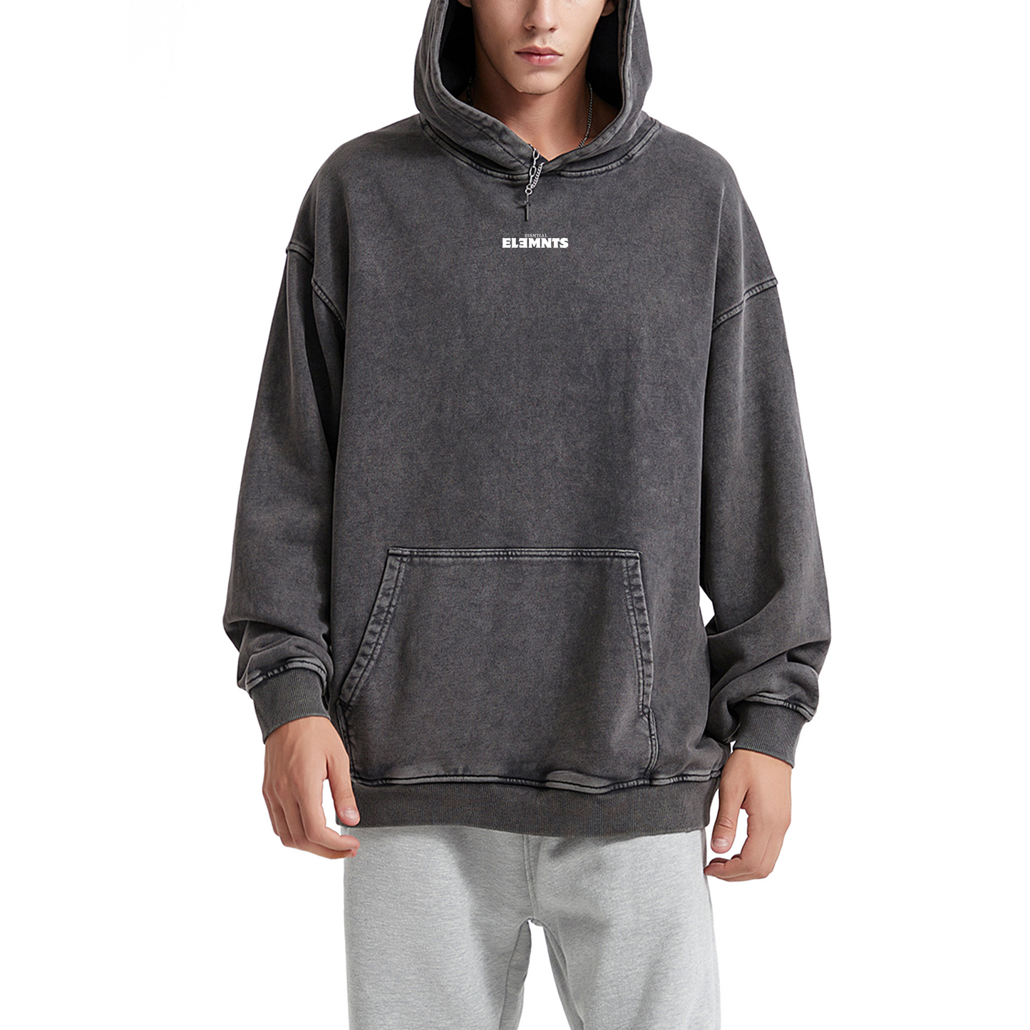 ESSNTIAL ELEMNTS Unisex 420G OS Acid Wash Hoodie - Essntial Elemnts