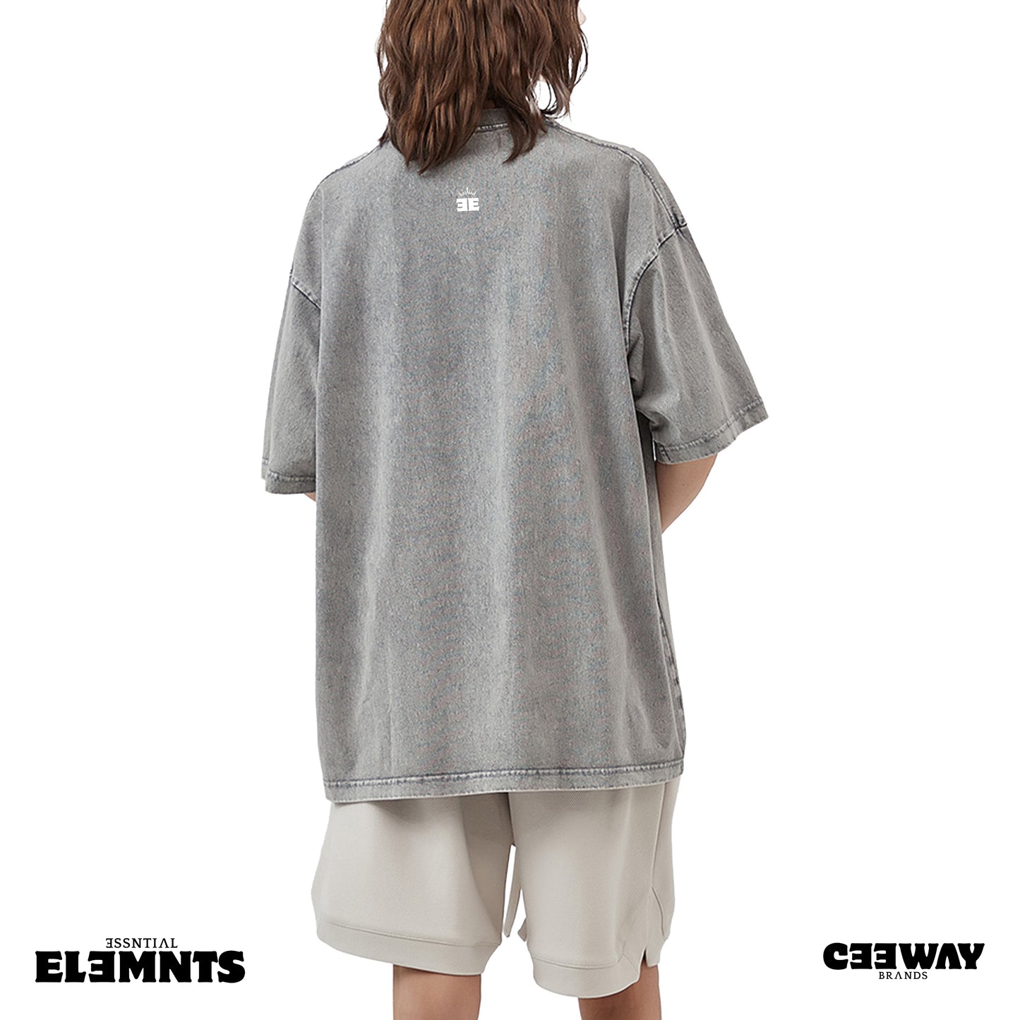 ESSNTIAL ELEMNTS Acid Wash Unisex Oversize Tee - Essntial Elemnts