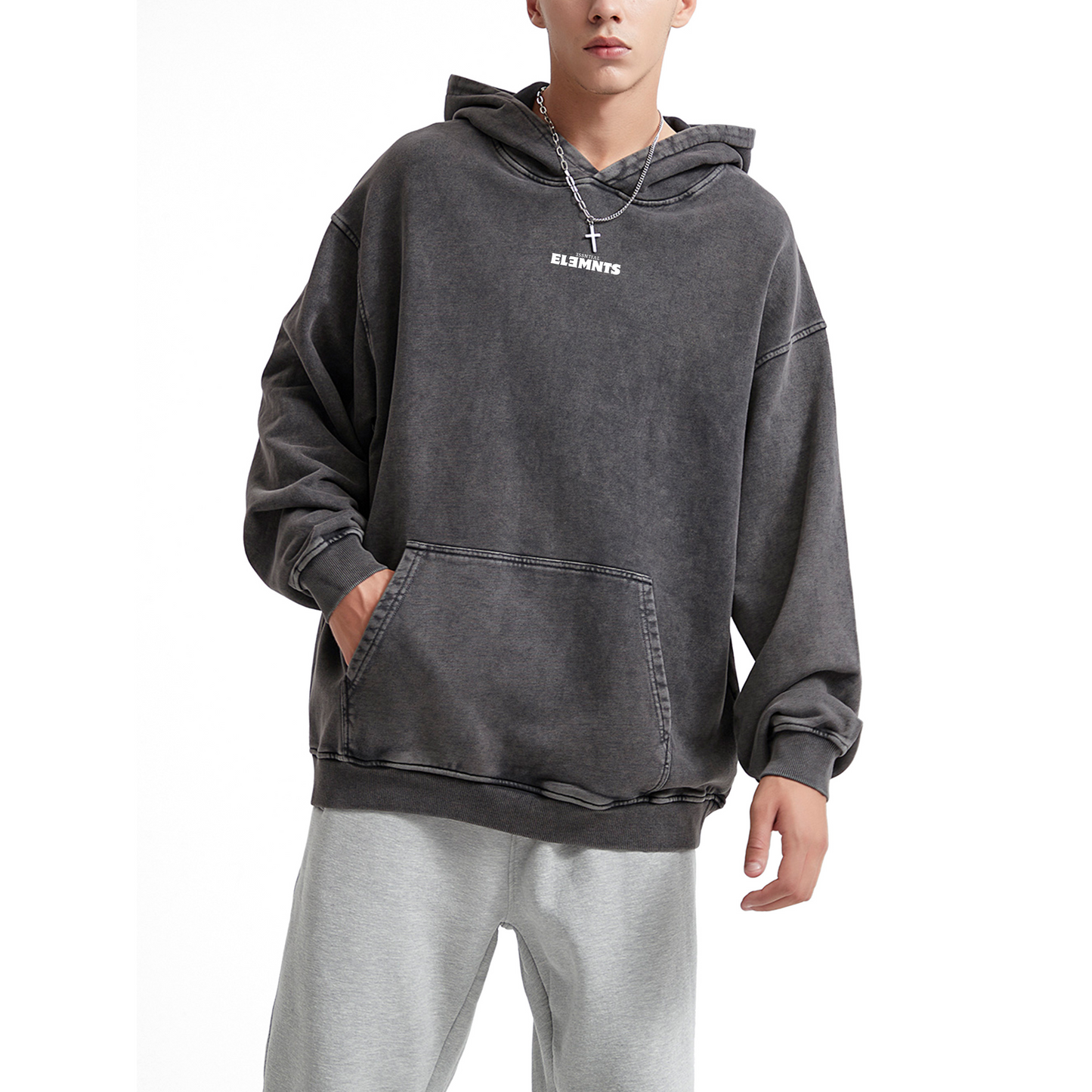 ESSNTIAL ELEMNTS Unisex 420G OS Acid Wash Hoodie - Essntial Elemnts