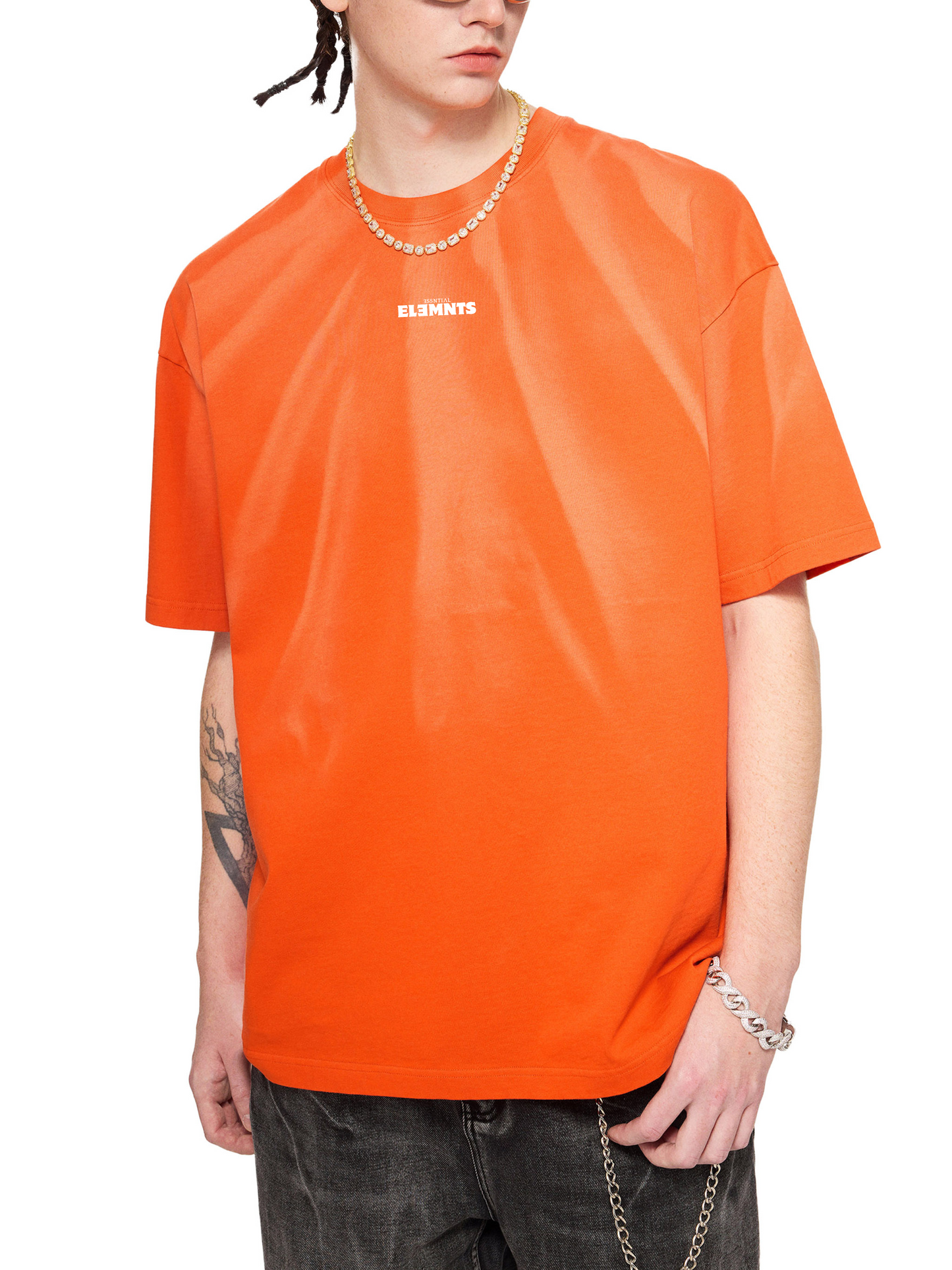 ESSNTIAL ELEMNTS Unisex 250G Hand-Scrunched Faded Tee