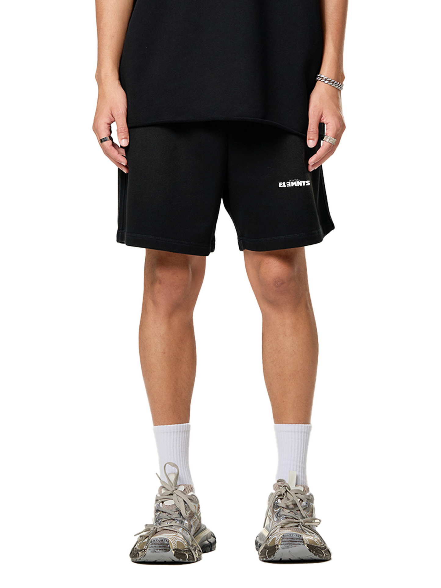 ESSNTIAL ELEMNTS Unisex 350G Sun Fade Raw Edge Shorts