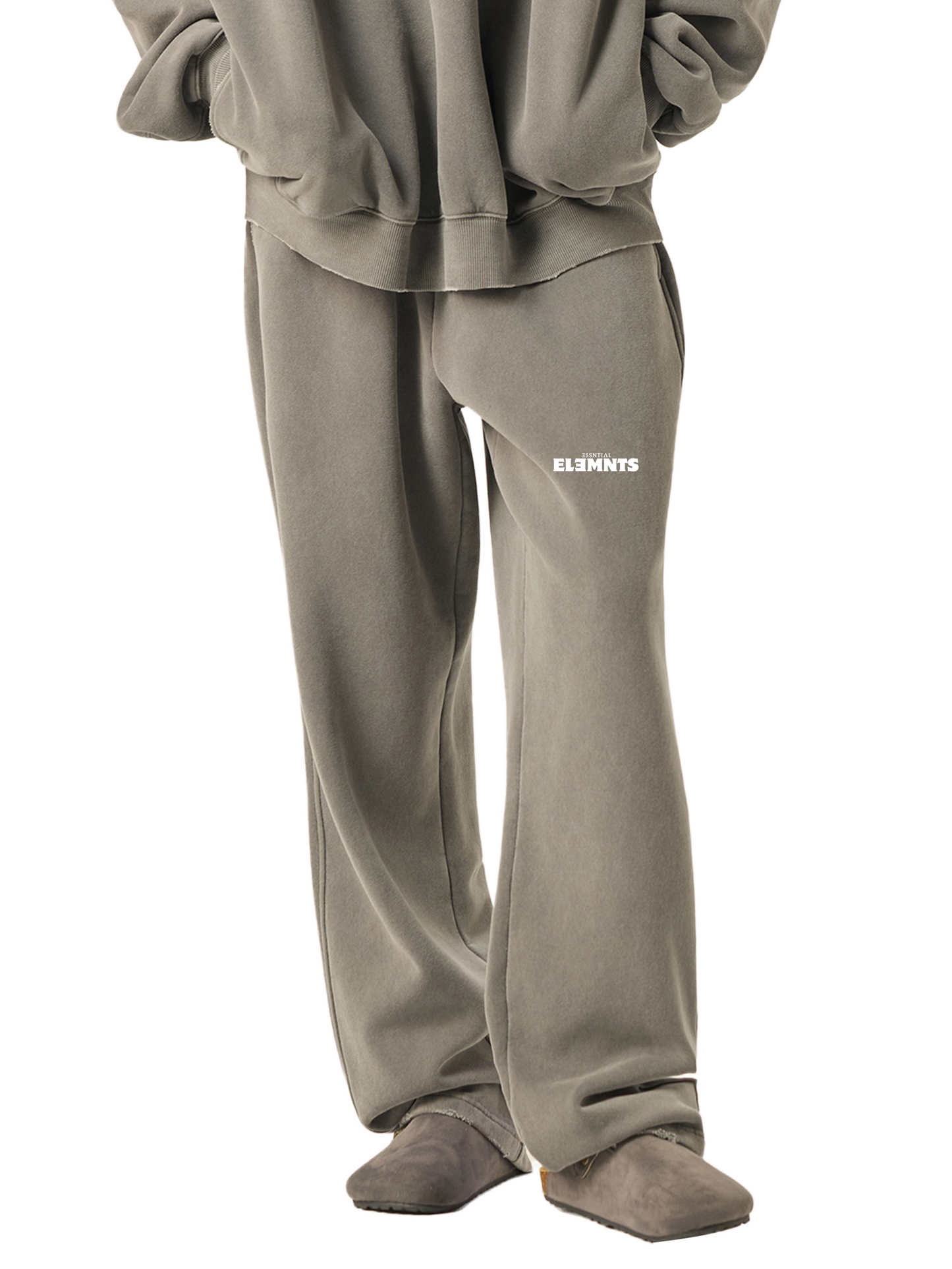 ESSNTIAL ELEMNTS Unisex 350G Frayed Enzyme Washed Fleece Sweatpants