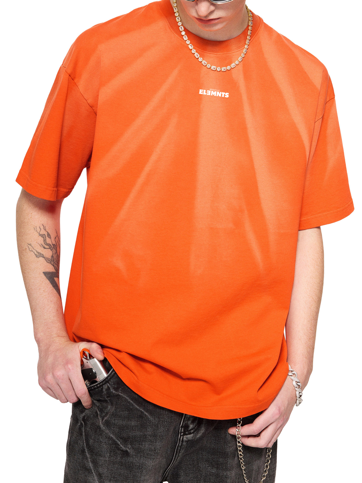 ESSNTIAL ELEMNTS Unisex 250G Hand-Scrunched Faded Tee