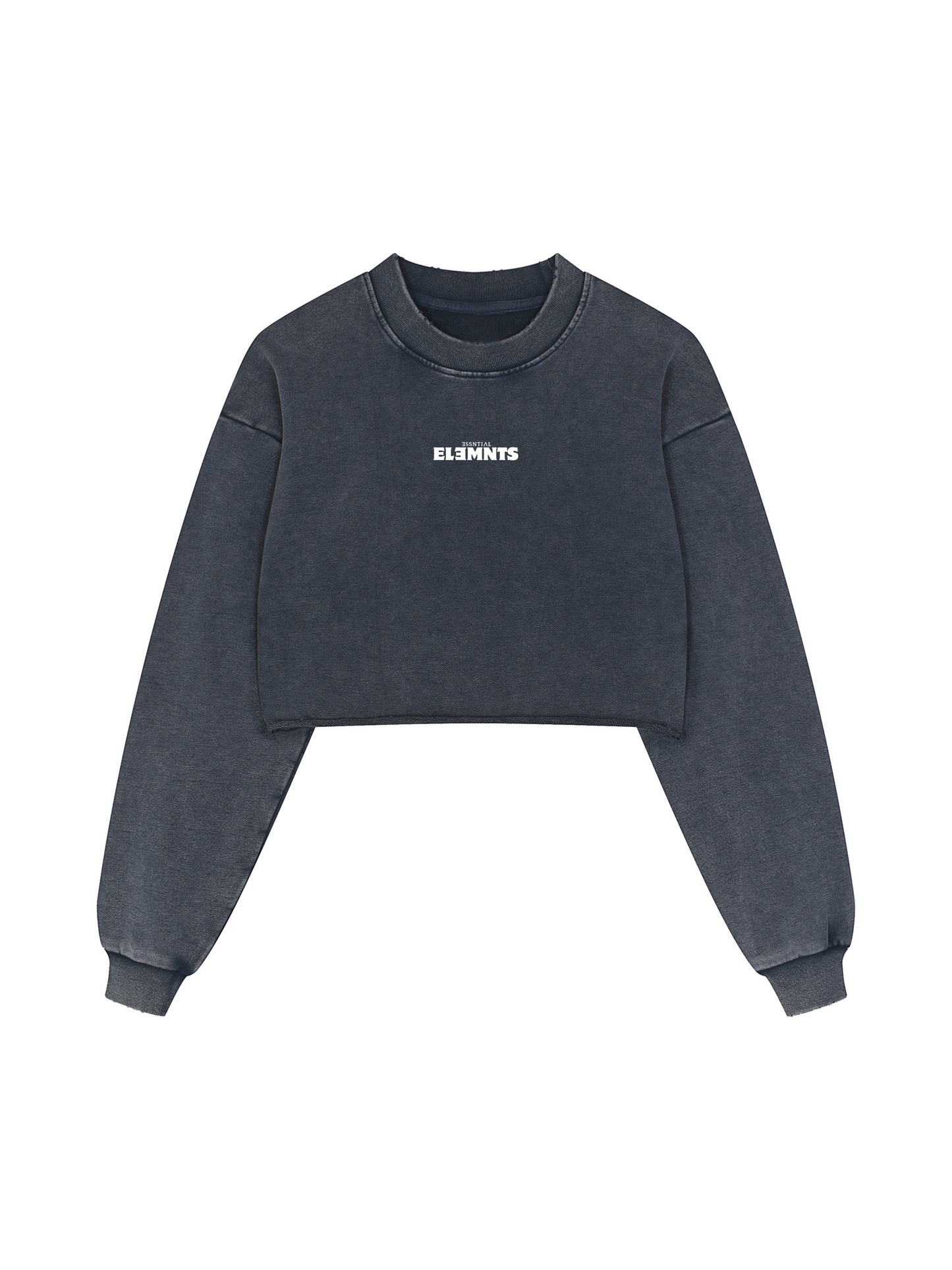 ESSNTIAL ELEMNTS Unisex 380G Snow Washed Raw Edge Cropped Sweatshirt