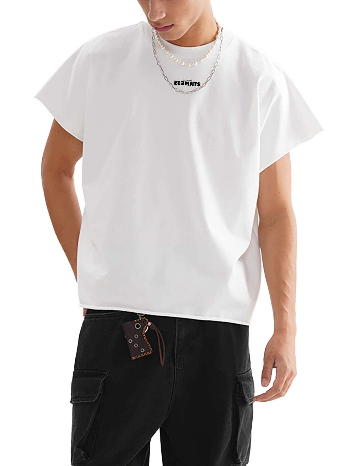 ESSNTIAL ELEMNTS Unisex Raw Edge Boxy Non-Shrink Tee