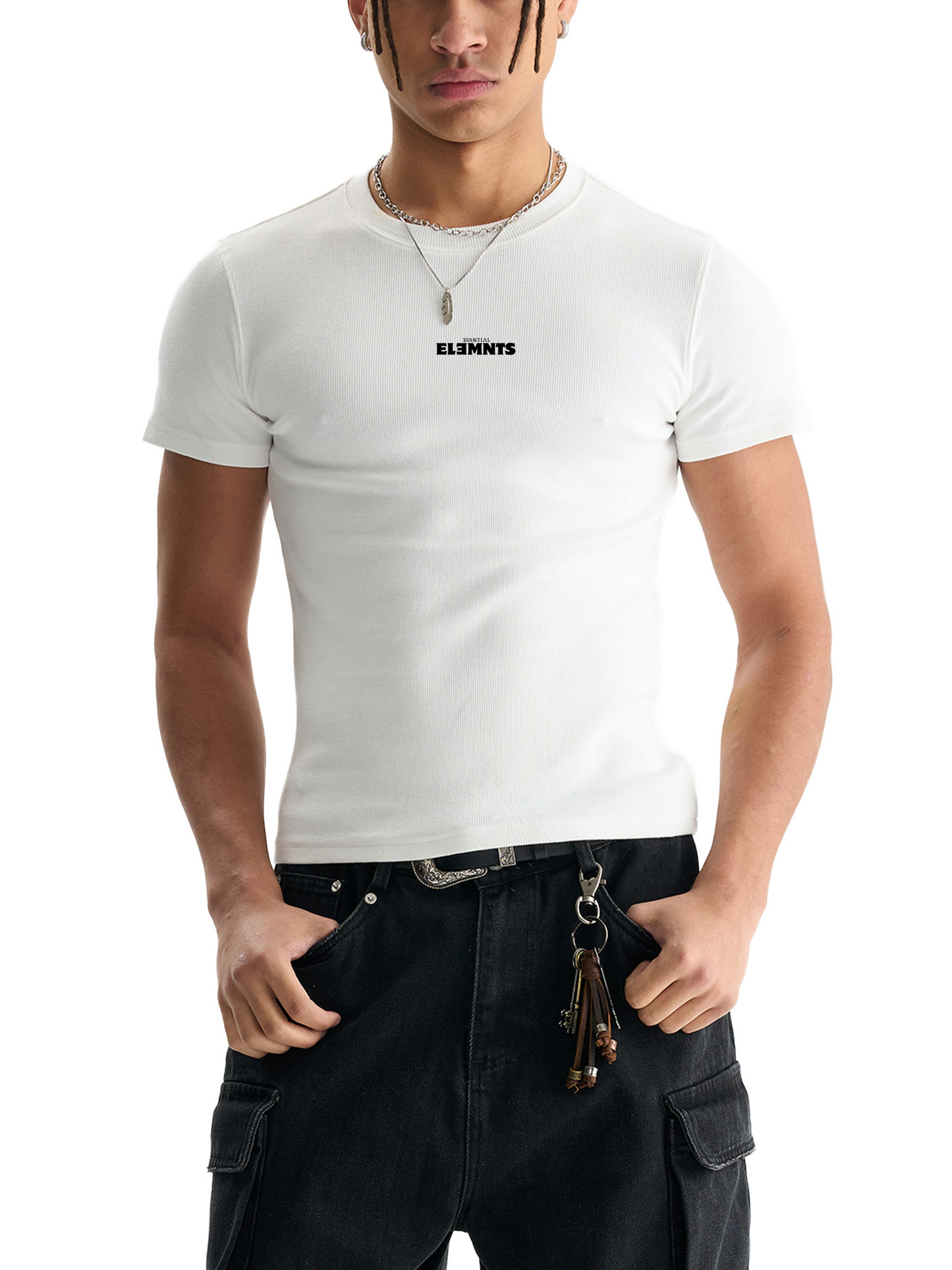 ESSNTIAL ELEMNTS Men's 220G Bodycon Ribbed Crop Top