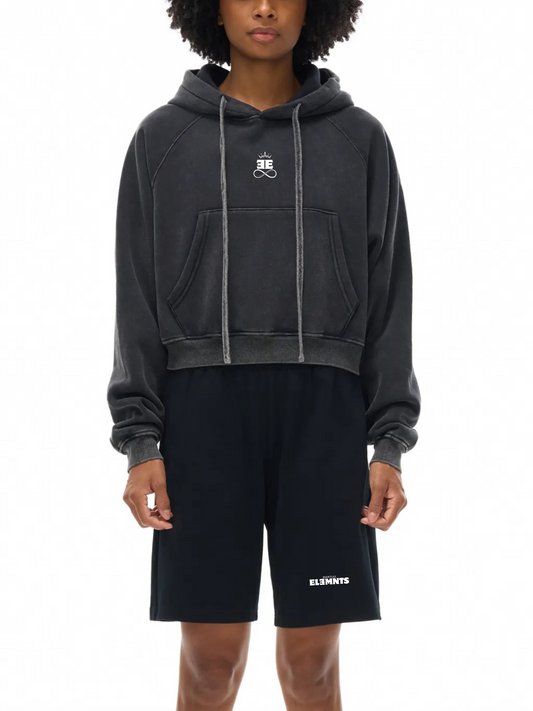 ESSNTIAL ELEMNTS Women's 355G Snow Wash Cropped Hoodie