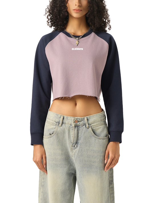 ESSNTIAL ELEMNTS Women's 420G Raw-Hem Cropped Sweatshirt