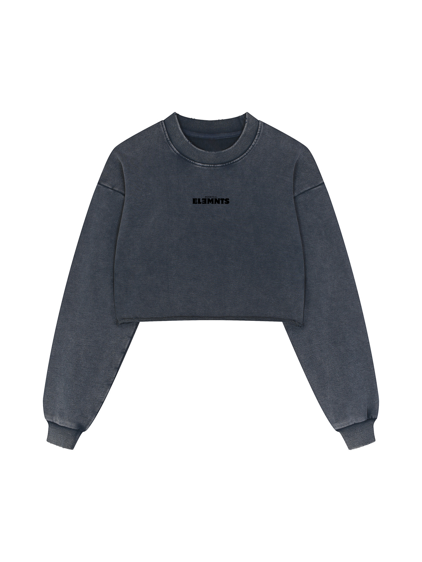 ESSNTIAL ELEMNTS Unisex 380G Snow Washed Raw Edge Cropped Sweatshirt