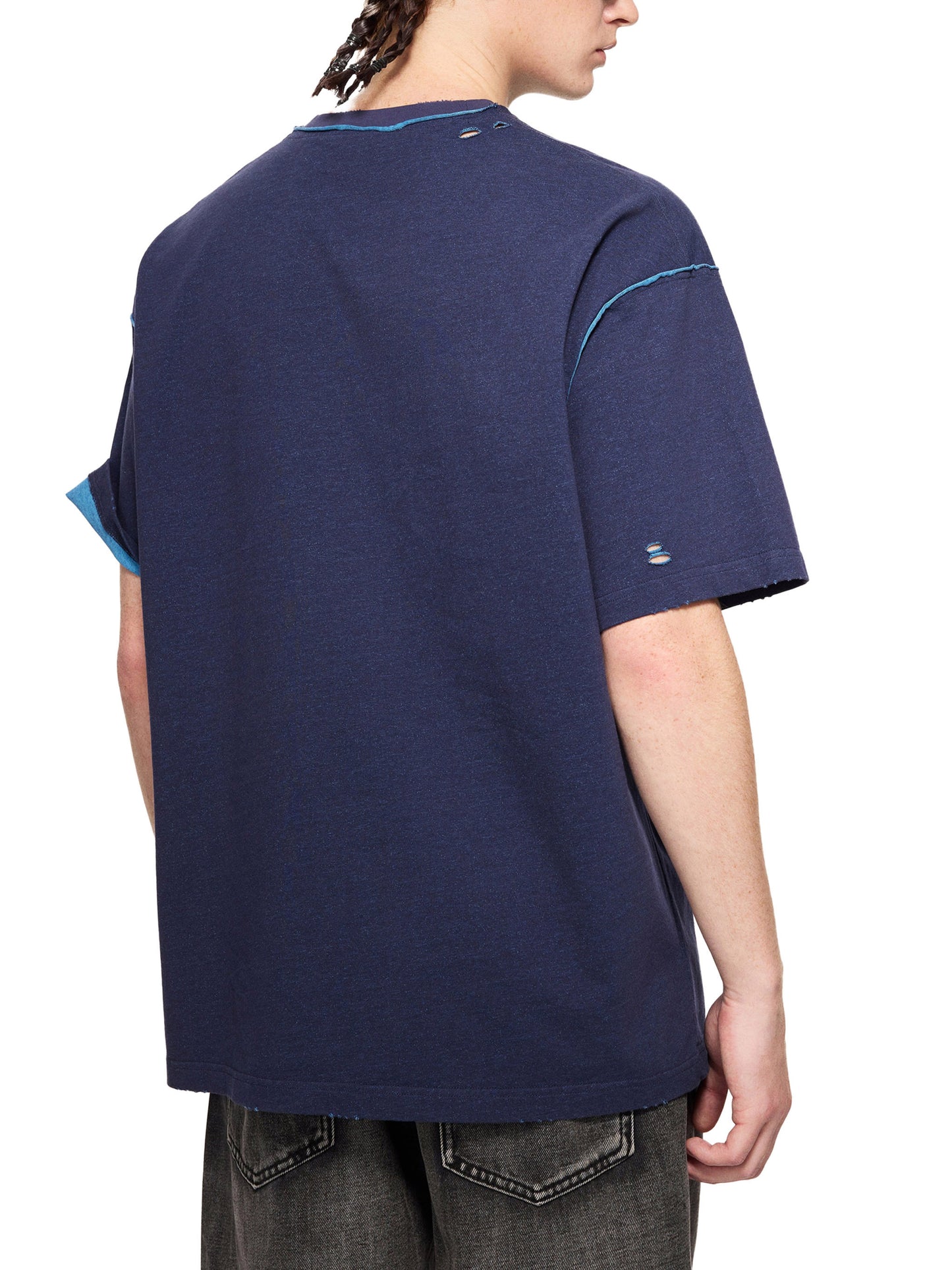 ESSNTIAL ELEMNTS Unisex Hand-frayed Reversible Tee