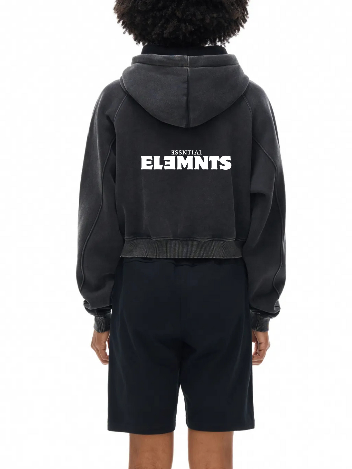 ESSNTIAL ELEMNTS Women's 355G Snow Wash Cropped Hoodie