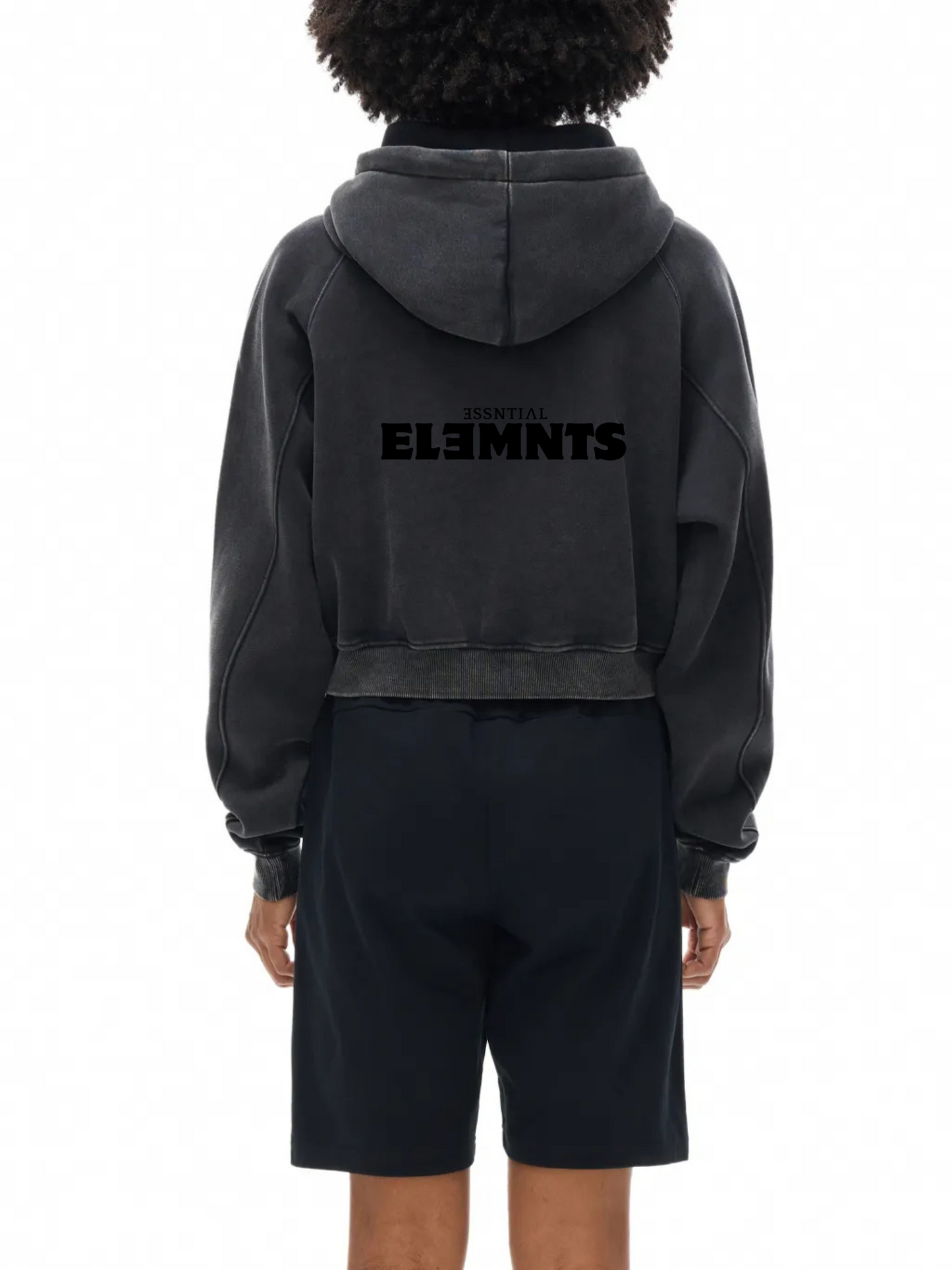 ESSNTIAL ELEMNTS Women's 355G Snow Wash Cropped Hoodie