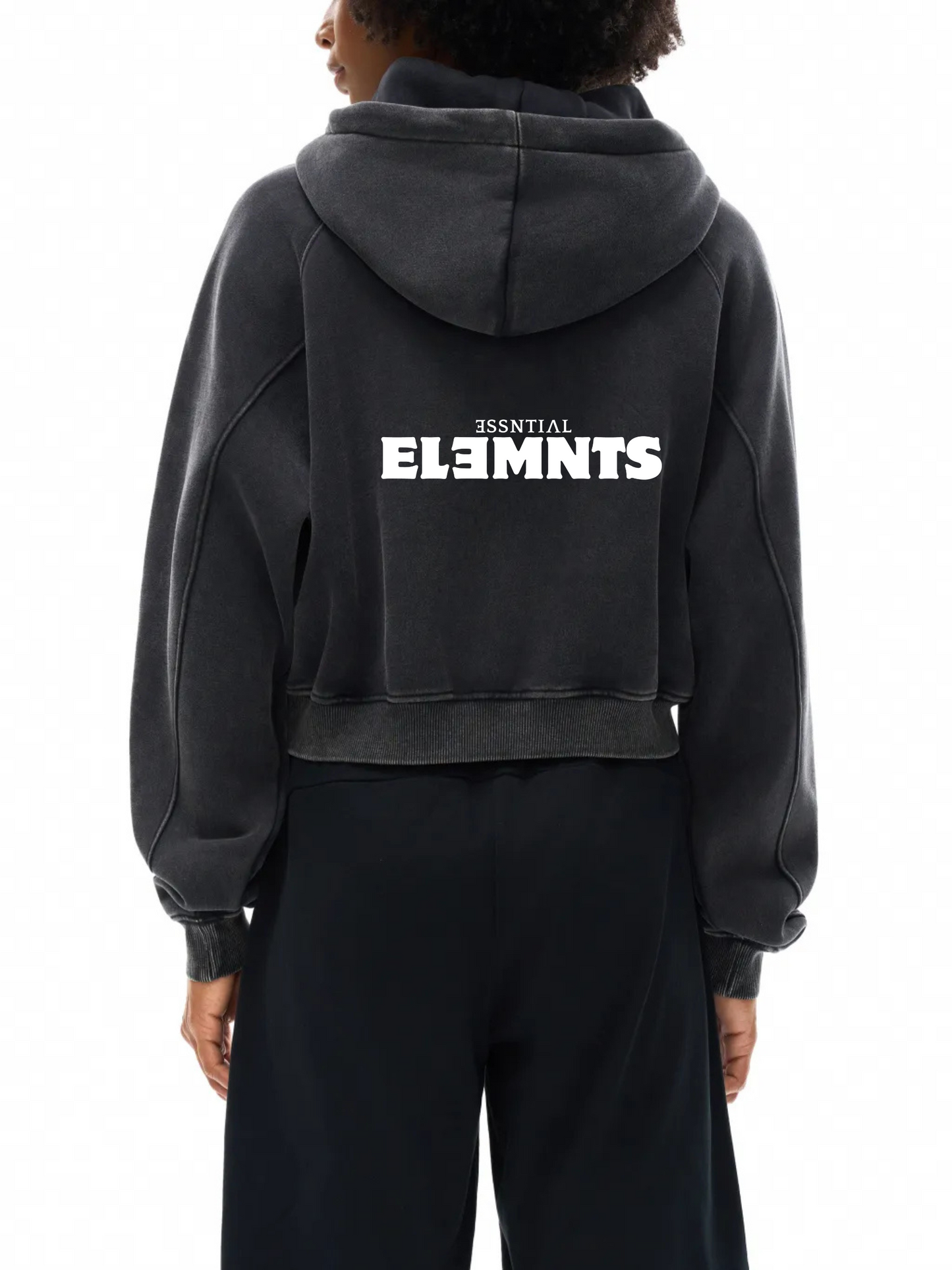 ESSNTIAL ELEMNTS Women's 355G Snow Wash Cropped Hoodie