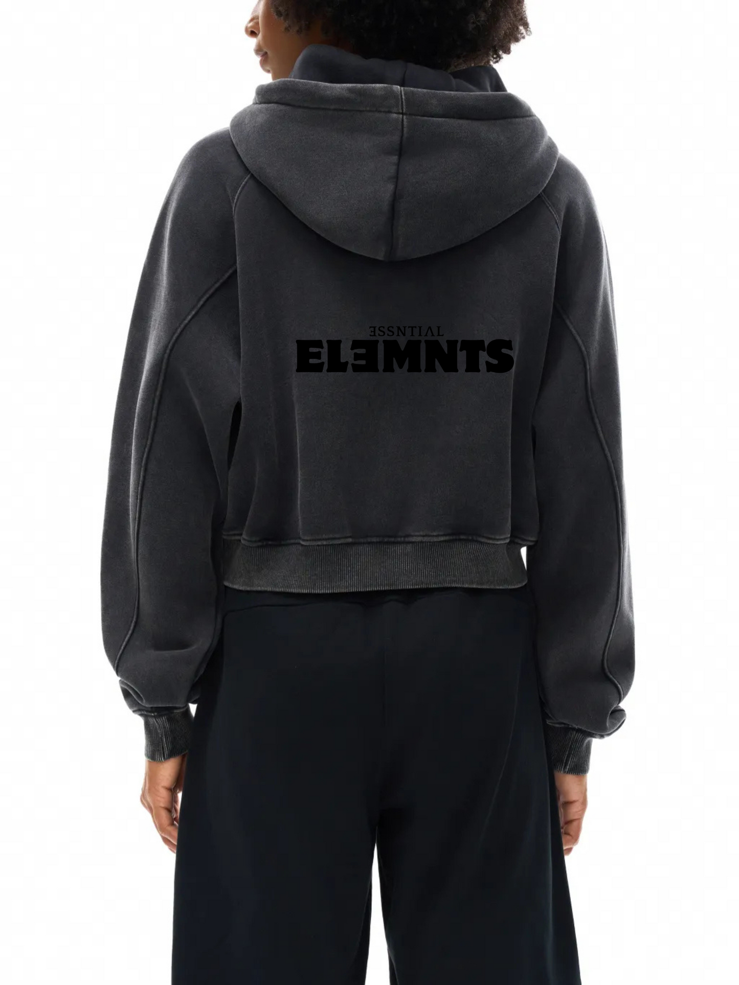 ESSNTIAL ELEMNTS Women's 355G Snow Wash Cropped Hoodie