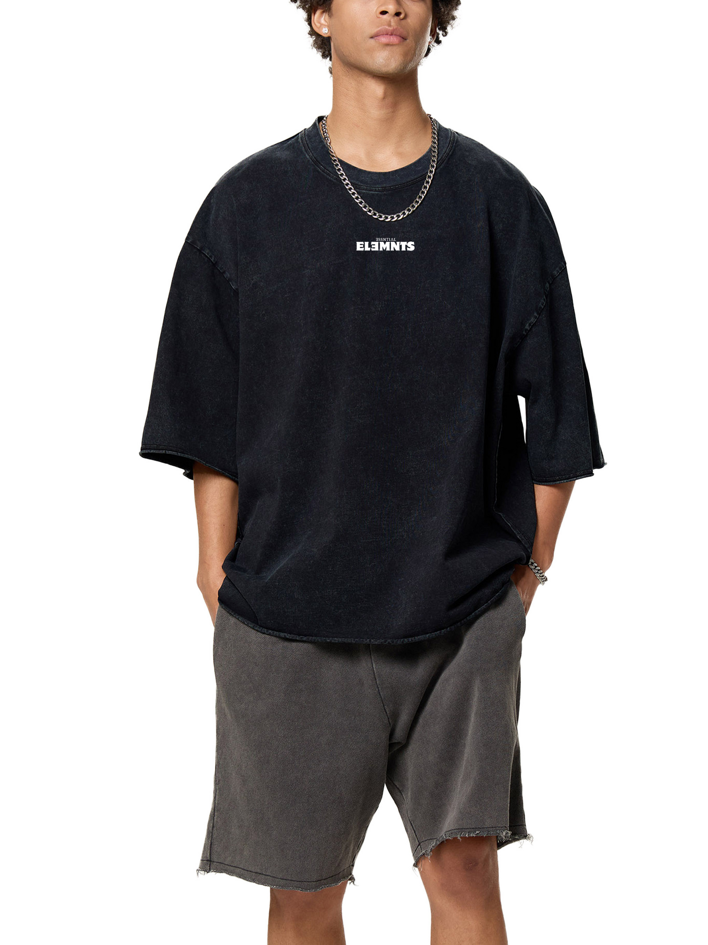 ESSNTIAL ELEMNTS Unisex Raw Edge Washed Boxy Tee