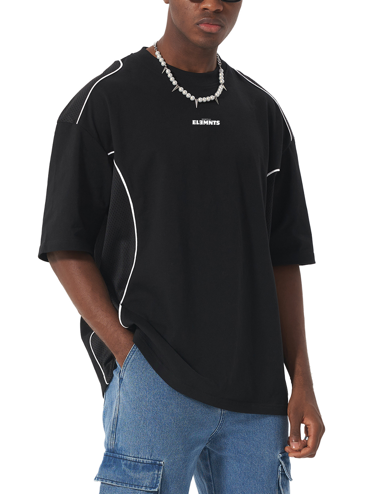 ESSNTIAL ELEMNTS Unisex 240G Piped Panel Tee