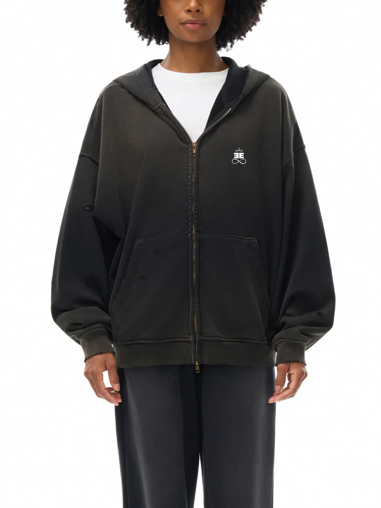 ESSNTIAL ELEMNTS Unisex 420G Frayed Washed Hoodie