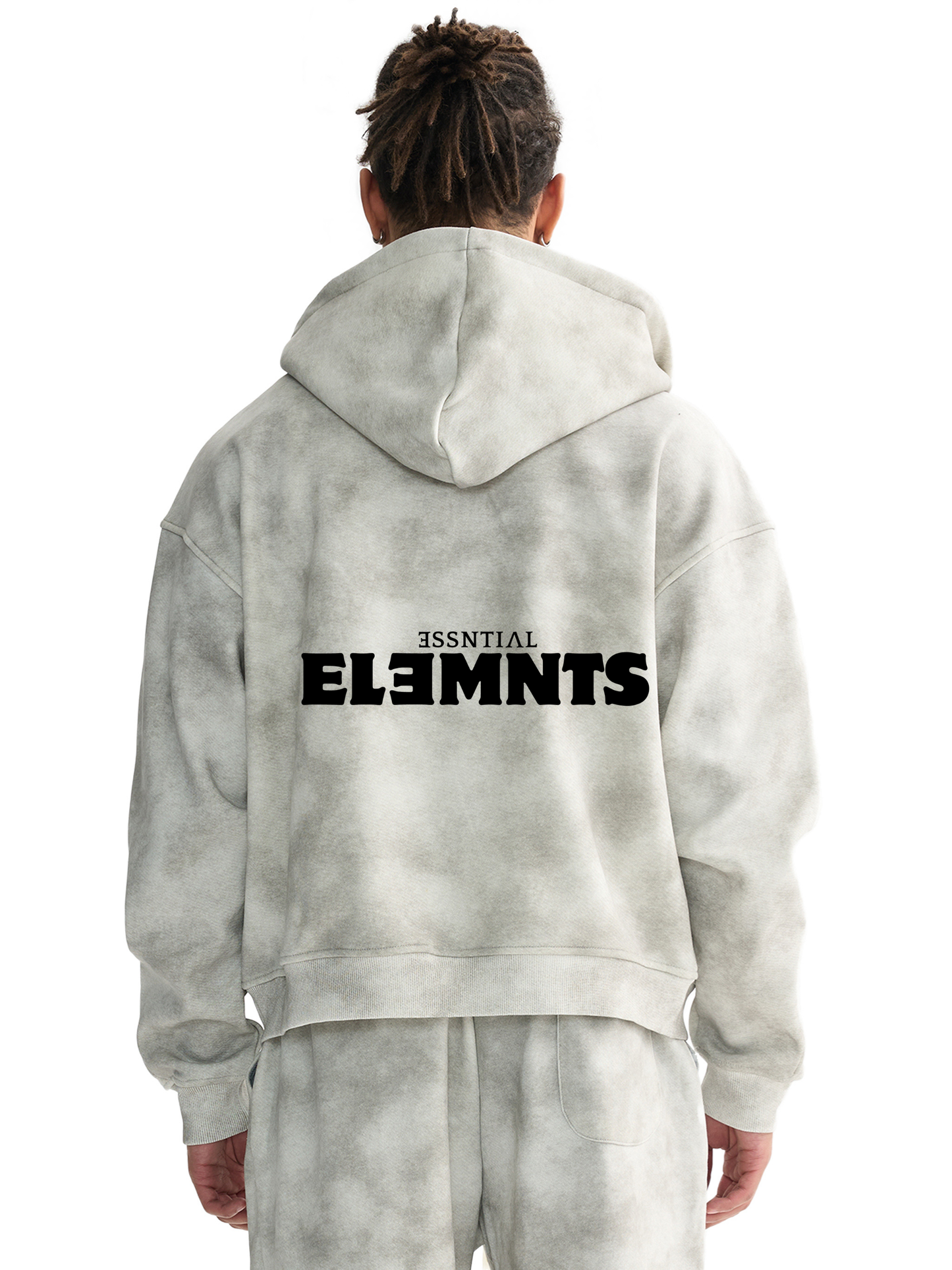 ESSNTIAL ELEMNTS Unisex 410G Dirty Washed Boxy Fleece Hoodie