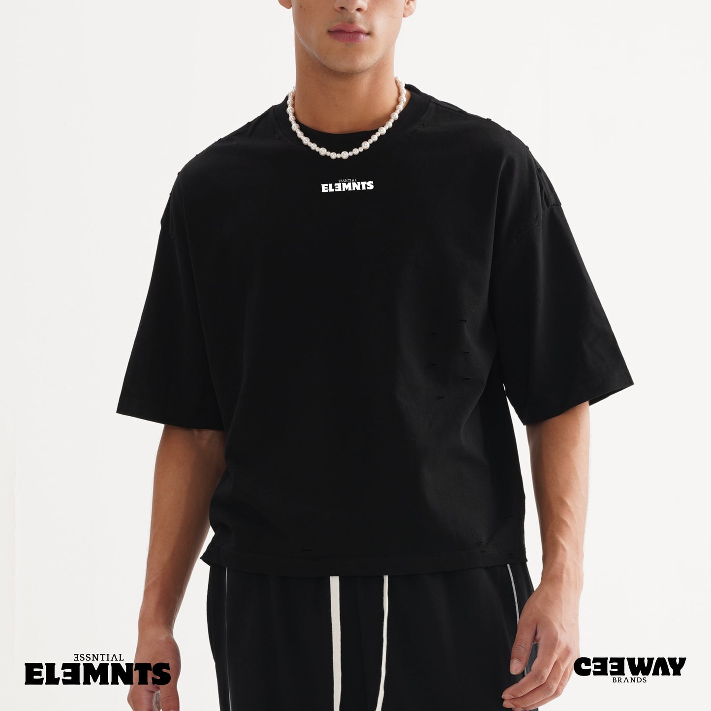 ESSNTIAL ELEMNTS Unisex Oversize DS Frayed Tee - Essntial Elemnts