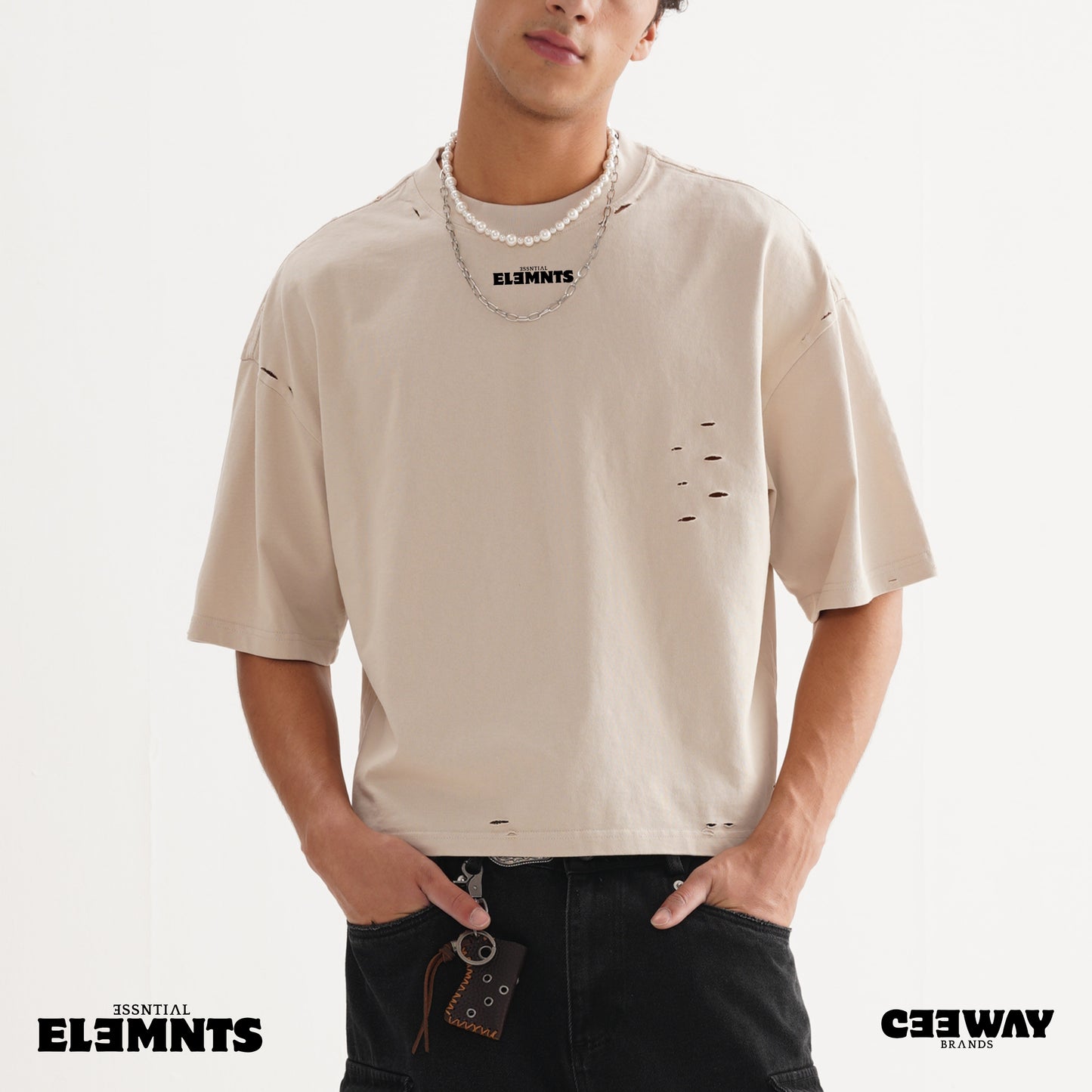ESSNTIAL ELEMNTS Unisex Oversize DS Frayed Tee - Essntial Elemnts