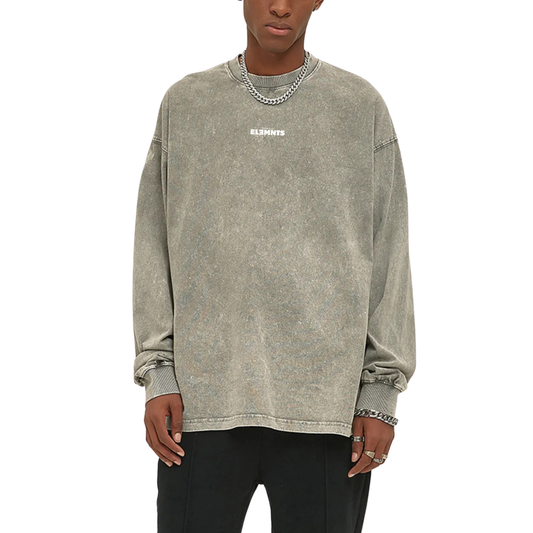 ESSNTIAL ELEMNTS Unisex 250G Acid Wash Oversize LS Unisex Tee - Essntial Elemnts