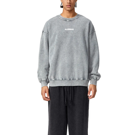 ESSNTIAL ELEMNTS Unisex 360G Acid Wash Oversize Sweatshirt - Essntial Elemnts