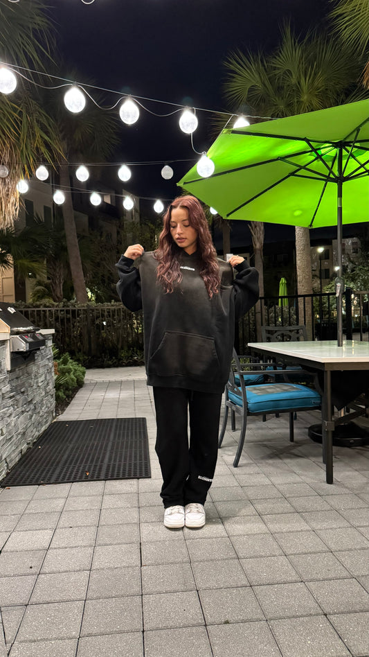 ESSNTIAL ELEMNTS Unisex 375G Faded Wash Fleece Hoodie - Essntial Elemnts