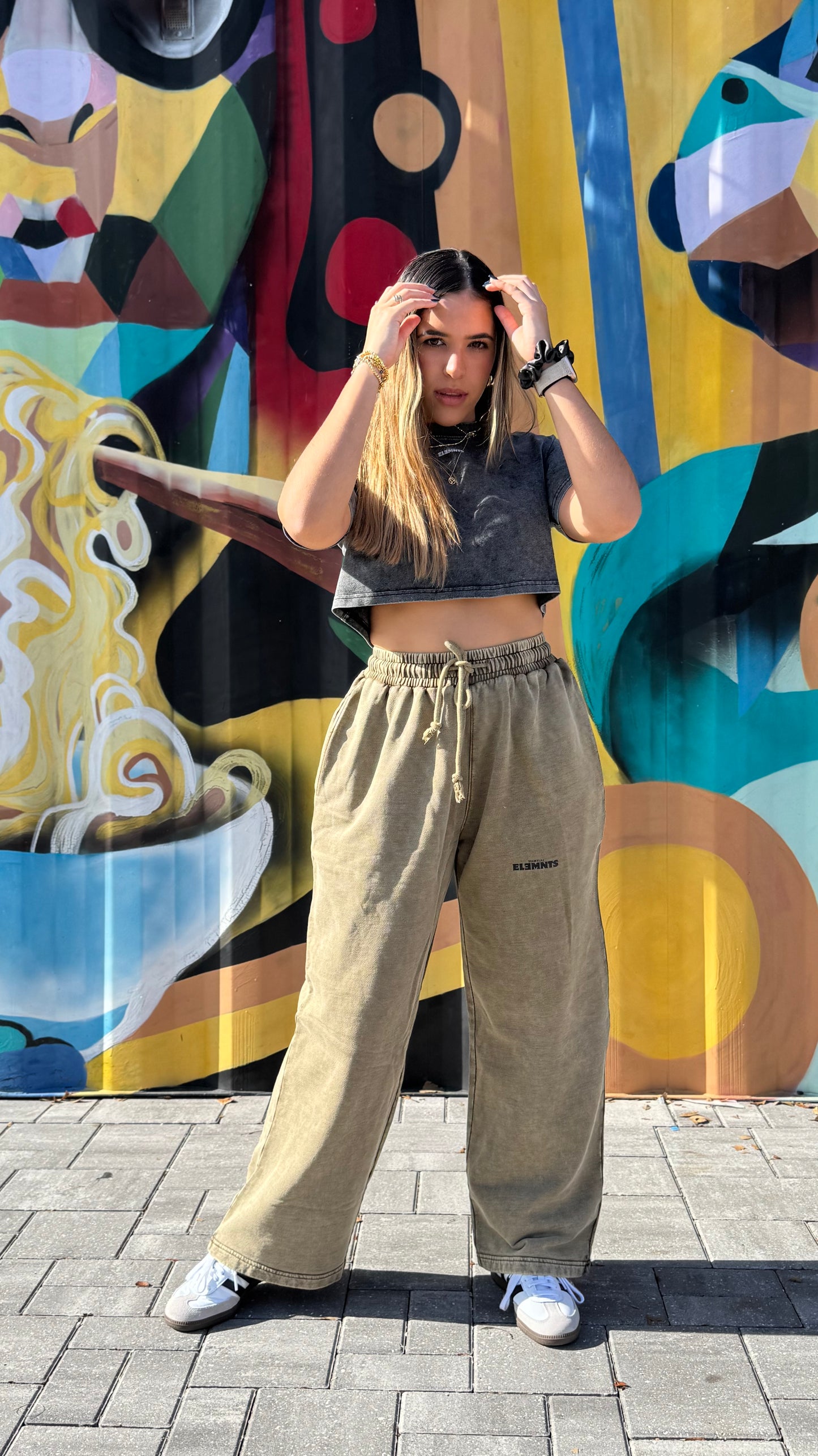 ESSNTIAL ELEMNTS Unisex 360G Acid Wash Wide Pants - Essntial Elemnts