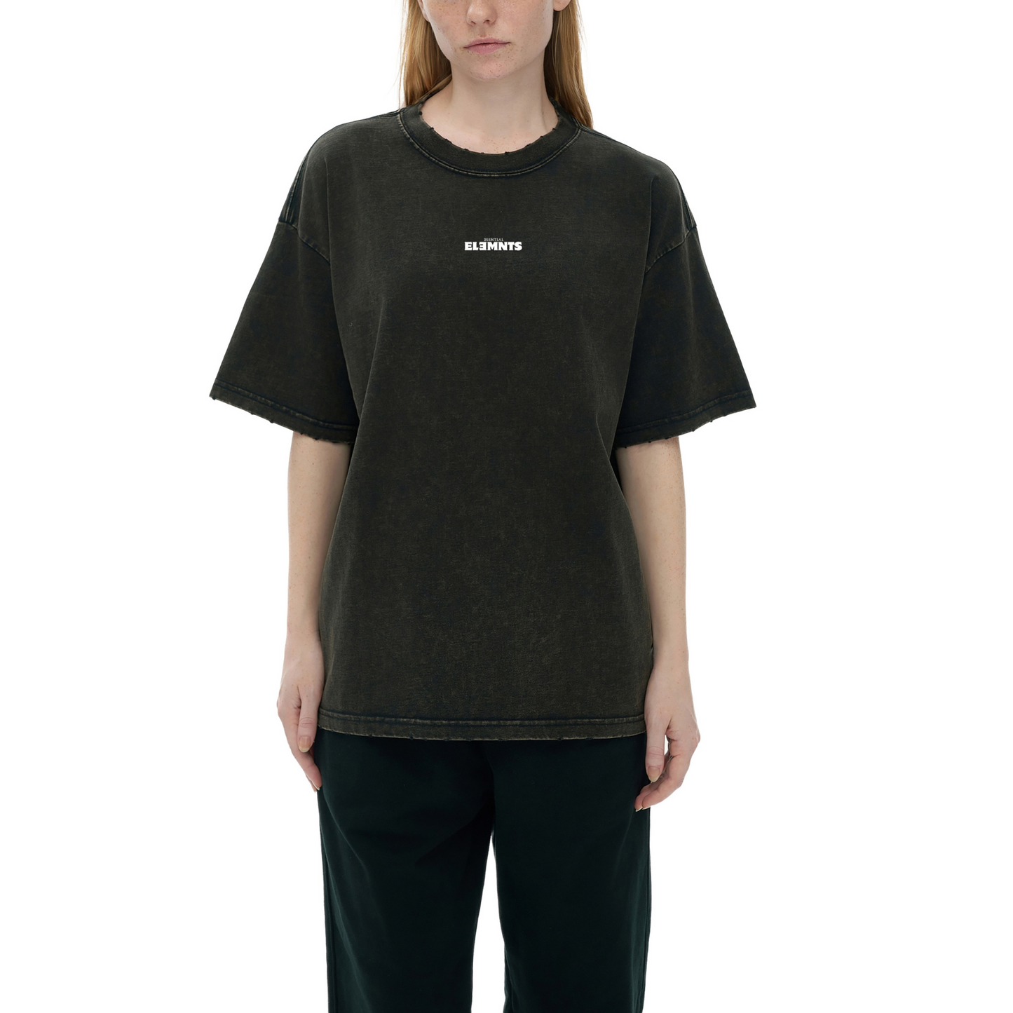 ESSNTIAL ELEMNTS Unisex 250G Edge Frayed Vintage Washed Tee