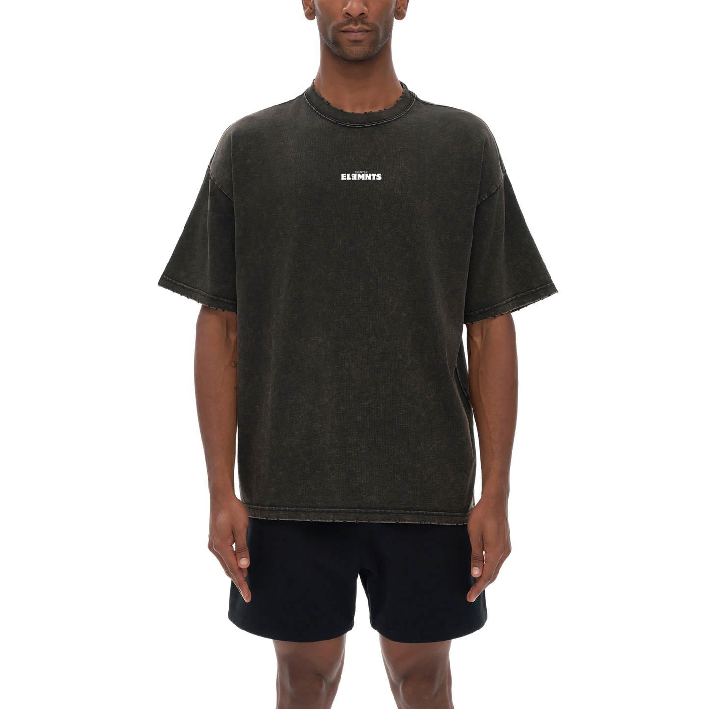 ESSNTIAL ELEMNTS Unisex 250G Edge Frayed Vintage Washed Tee