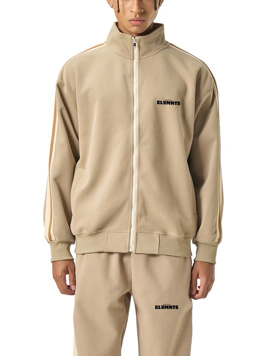 ESSNTIAL ELEMNTS Unisex 340G Contrast Side-Stripe Stand Collar Jacket