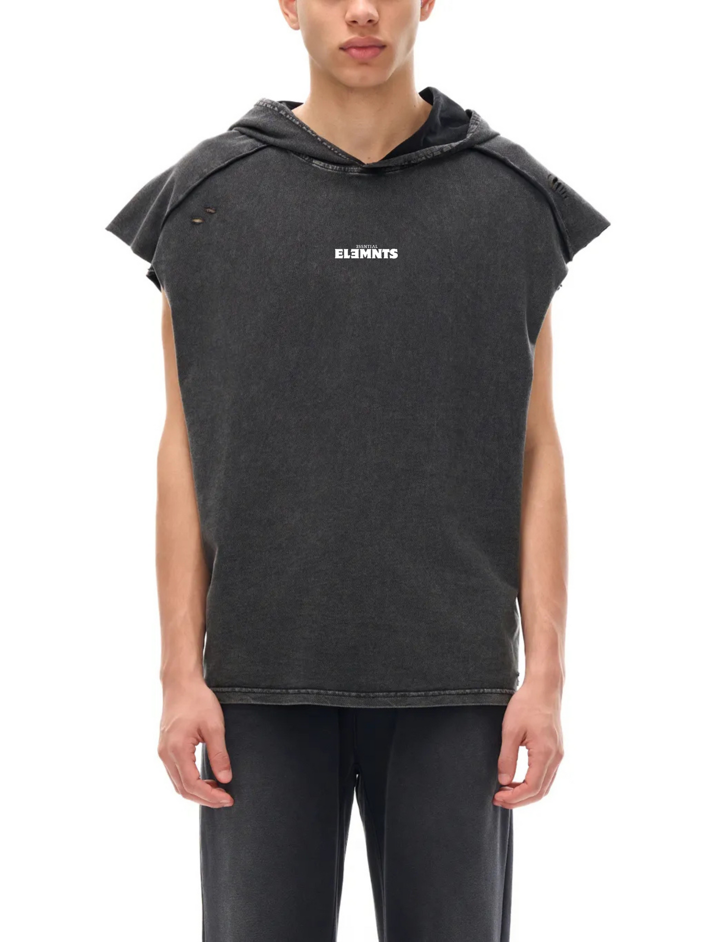 ESSNTIAL ELEMNTS Unisex 240G Snow Washed Boxy Hooded Tank Top - Essntial Elemnts