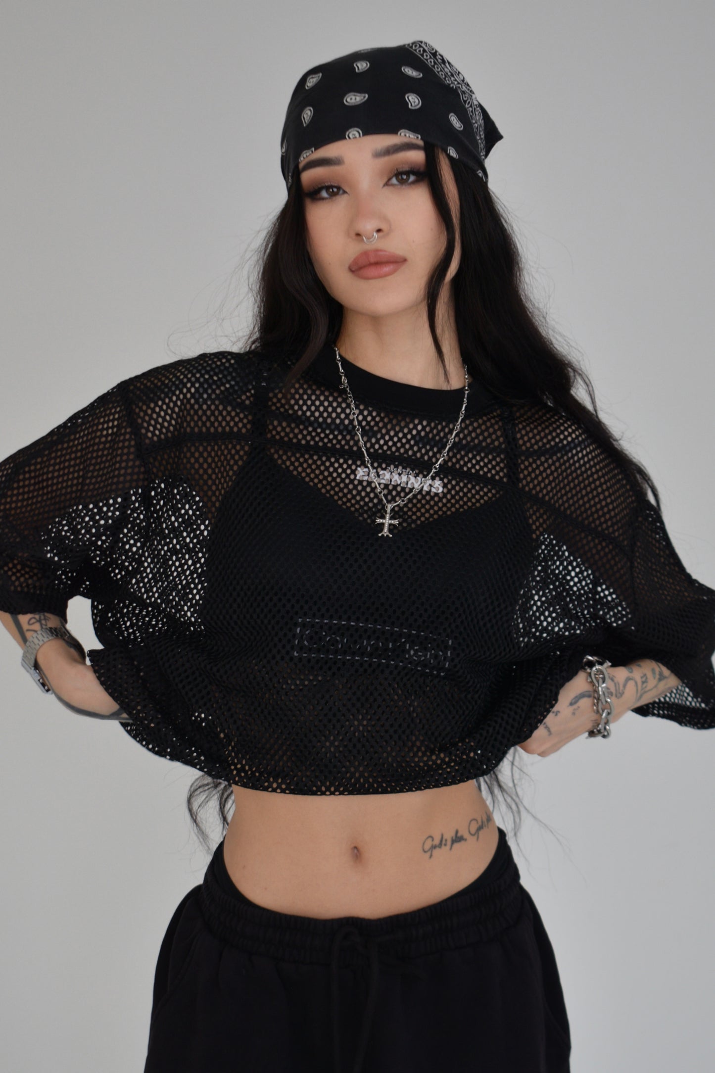 EE x LETTA Unisex 260G C-through Boxy Net Tee - Essntial Elemnts