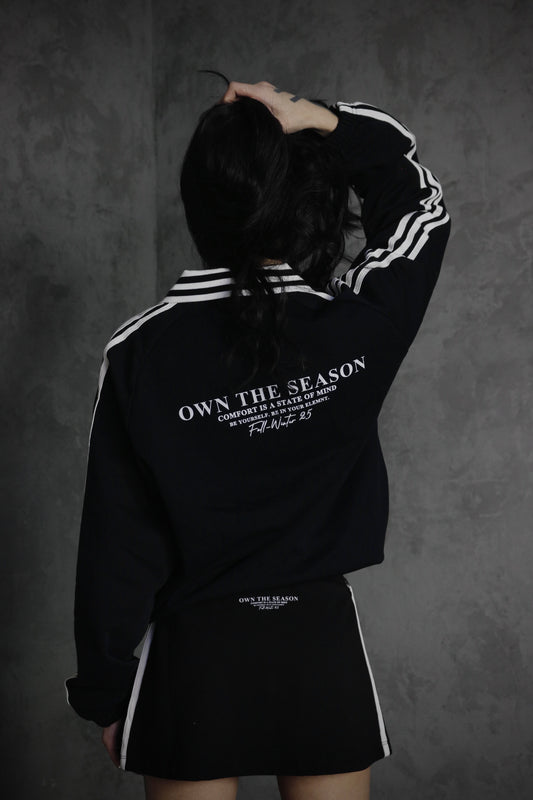 ESSNTIAL ELEMNTS OTS. Unisex 380G Contrast Striped Lapel Collar Sweatshirt