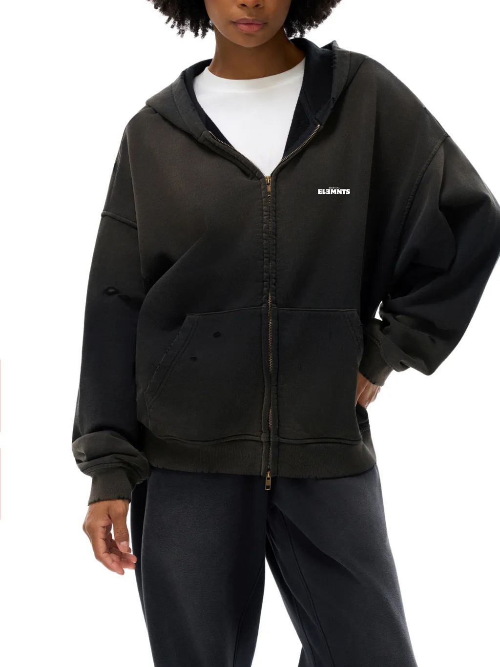 ESSNTIAL ELEMNTS Unisex 420G Frayed Washed Hoodie - Essntial Elemnts